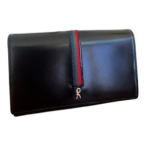 Roberta di Camerino Black Wallet with Red and Blue Stripe